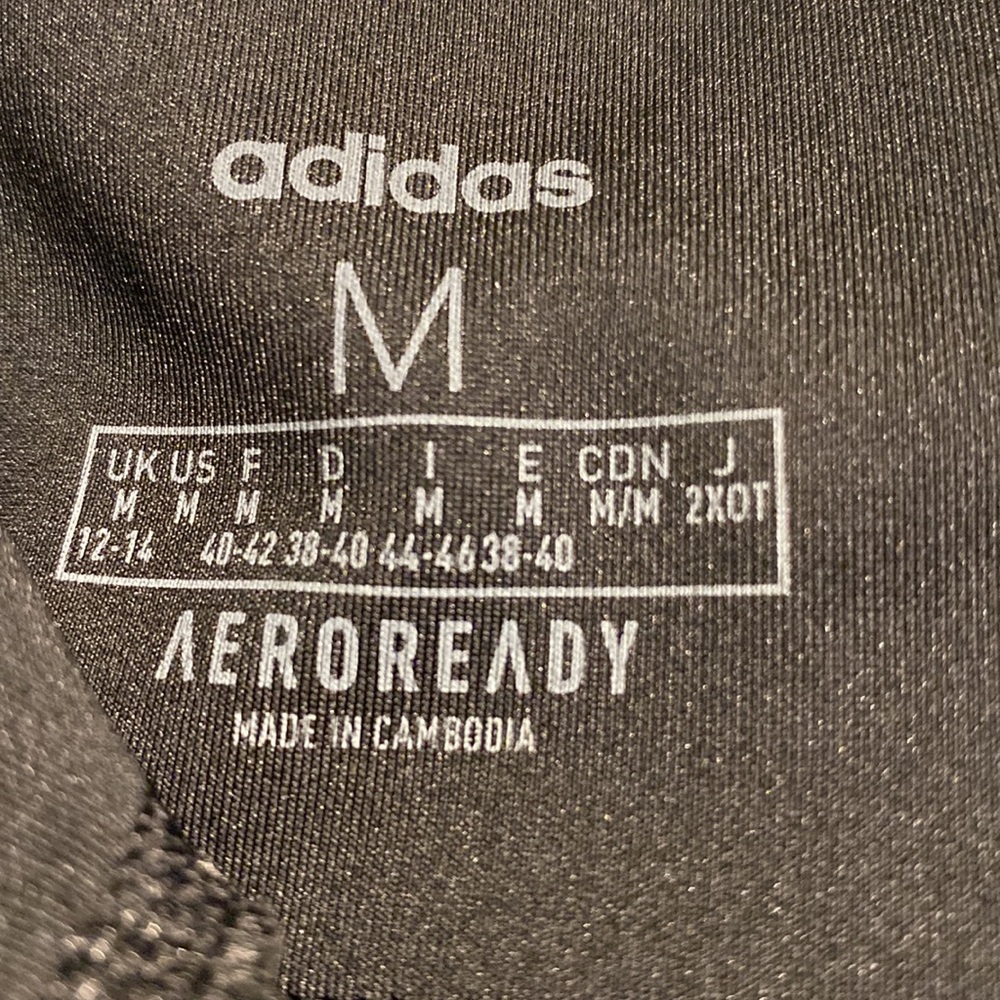 Adidas Women’s Aeroready Black White Gray Colorblock Logo Leggings M - Picture 6 of 10
